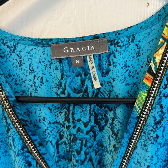 Women’s long sleeve maxidress, aqua with Paisley pattern size small - Picture 5 of 9